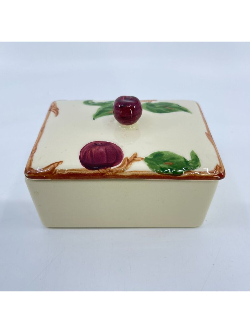 vintage franciscan ware "apple pattern" cigarette box hand painted ceramic